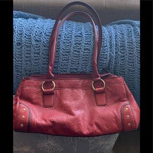 Relativity Red Embossed Shoulder Bag